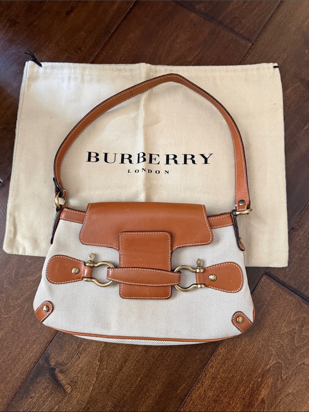 Burberry Canvas and Leather Shoulder Bag
